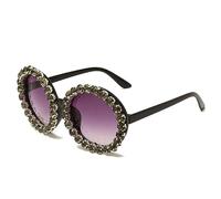 MUTYNE Übergroße runde Sonnenbrille mit Strass-Rahmen für Damen und Herren, Diamant-Brille, modische Sonnenbrille, UV400, Brillenschirme, 5, Einheitsgröße