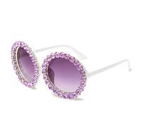 MUTYNE Übergroße runde Sonnenbrille mit Strass-Rahmen für Damen und Herren, Diamant-Brille, modische Sonnenbrille, UV400, Brillenschirme, 10, Einheitsgröße