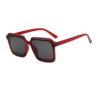 MUTYNE Übergroße Sonnenbrille mit quadratischem Rahmen für Damen und Herren, Vintage, Outdoor-Sport, Autofahren, Sonnenbrille, UV400 (rot/grau)