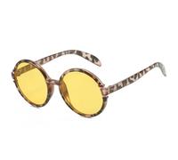 MUTYNE Übergroße Sonnenbrille mit rundem Rahmen für Damen und Herren, modisch, Retro, für den Außenbereich, Sommer, Reisen, Strandparty, UV400 (Leopardengelb)