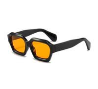 MUTYNE Unregelmäßige quadratische Sonnenbrille für Herren und Damen, trendige Herren-Sonnenbrille, Retro-Polygon-Sonnenbrille für Damen, UV400, Schwarz, Gelb, Einheitsgröße