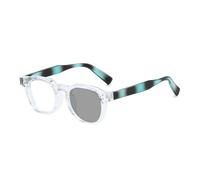 MUTYNE Vintage Nieten Polygon Quadratische Brille Mode Damen Herren Klar (Klarblau Bernstein)