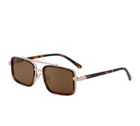 MUTYNE Vintage Persönlichkeit Doppelsteg Quadratische Damen Sonnenbrille Luxus Herren Autofahren Reise UV400 (Leopardenbraun)