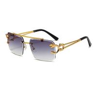 MUTYNE Vintage quadratische randlose Sonnenbrille für Damen, rahmenlose Sonnenbrille für Herren, Leopardenbrille, Farbverlaufsgrau, Einheitsgröße