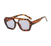 MUTYNE Vintage Quadratische Sonnenbrille für Frauen Männer Dicker Rahmen Doppelstege Brillen Damenmode Schicke Polygon-Sonnenbrille Leopardenblau, Leopardengrau, Einheitsgröße