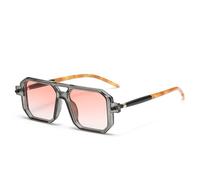 MUTYNE Vintage quadratische Sonnenbrille für Herren, modisch, Retro, Doppelsteg, männliche Sonnenbrille, Brillen, trendige Farbtöne, grau rosa, Einheitsgröße