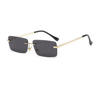 MUTYNE Vintage quadratische Sonnenbrille, kleine Damen-Sonnenbrille, randlos, Metall-Sonnenbrille, UV400-Brille, goldfarben, schwarz, Einheitsgröße