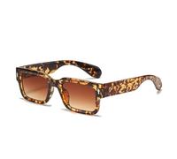 MUTYNE Vintage Rechteckige Sonnenbrille Damen Herren Beliebte Mode Retro Quadratische Sonnenbrille Luxus UV400 Schutzbrille,Leo,Einheitsgröße