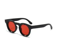 MUTYNE Vintage Runde Sonnenbrille Damen Persönlichkeit Klassische Sonnenbrille Herren Mode Jelly Farbe UV400 (Schwarz Rot)
