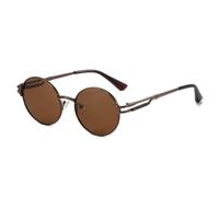 MUTYNE Vintage runde Sonnenbrille für Damen und Herren, Metallfeder-Design, Retro-Reise- und Business-Sonnenbrille, UV400 (Braun/Kaffee)