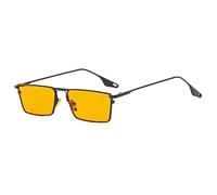 Vintage Schmale Kleine Sonnenbrille Männer Frauen Luxus Rechteck Metallrahmen Sonnenbrille Nachtsicht Fahren Fisch Brillen, C07 Schwarz Orange, Einheitsgröße