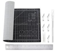 Muuookka A4 Selbstheilende Schneidematte, Schnitzmesser mit 5 Zusätzlichen Klingen und Korklineal, 30 cm (12) Doppelskala für DIY-Kunst