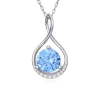 MUUYON Geburtsstein-Halskette für Damen, Halskette aus Sterlingsilber mit Unendlichkeitsanhänger und rundem Zirkonia.