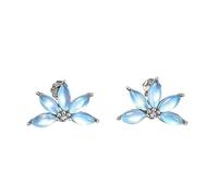 MUUYON Mondstein Lotus Ohrstecker für Damen 925 Sterling Silber Elegante Lotusblumen Ohrringe Florale Ohrstecker Minimalistischer Schmuck