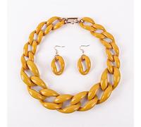 MUWIZ Acryl große dicke Kette Choker Halskette für Frauen Harz Gliederkette Halsband Halskette Set (Größe: 50 cm, Farbe: Gelb Farbe)