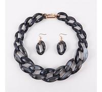 MUWIZ Acryl große dicke Kette Choker Halskette für Frauen Harz Gliederkette Halsband Halskette Set (Größe: 50 cm, Farbe: schwarz marmoriert)