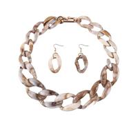 MUWIZ Acryl große dicke Kette Choker Halskette für Frauen Harz Gliederkette Halsband Halskette Set (Größe: 50 cm, Farbe: Muschel marmoriert)