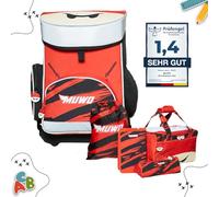 MUWO Kinder Schulranzen Set 5tlg. ergonomischer Leichter Schulrucksack mit Sporttasche, Turnbeutel, Federmappe, nur 920 Gramm (Ninja Design)