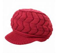 Muwodkdn Damen Strickmütze Winter Warme Barettmütze mit Schirm Wollmütze Wintermütze Kaschmir Mütze Rot