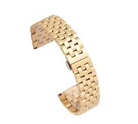 MUXUMAO 10/12/14/16/18/19 mm Universal-Uhrenarmband aus Edelstahl, Doppeldruckknopf-Design, Ersatzarmband for Smartwatches for Damen und Herren(Gold,16mm)
