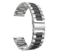 MUXUMAO Schnellverschlussband, 27 mm, Edelstahl-Uhrenarmband, Ersatzarmband, Universalarmband(Silver-Black_22mm)