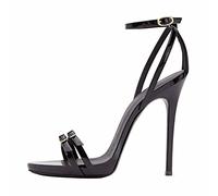 MUYEY 12 cm Damen High Heel Riemchensandalen Für Party Hochzeit Prom Sandalen Schuhe Größe Large Unisex,Schwarz,42