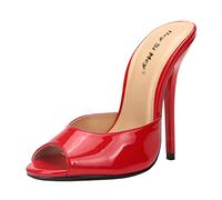 MUYEY 13 cm Damen Herren High Heels Hausschuhe Peep Toe Backless Stiletto Slip on Sandalen Party Schuhe Für Party Club Prom Schuhe Große Sandalen,Red2,42