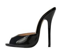 MUYEY 13 cm Damen Herren High Heels Hausschuhe Peep Toe Backless Stiletto Slip on Sandalen Party Schuhe Für Party Club Prom Schuhe Große Sandalen,Black1,41