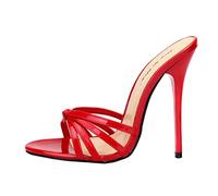 MUYEY 13 cm Hausschuhe Damen High Heel Stiletto Offene Zehe Heels Damen Sexy Party Hochhackige Schuhe Peep Toe Sandalen Große Größe Unisex,Rot,42