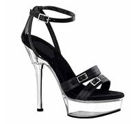MUYEY 15 cm / 5,9 Zoll Nachtclub Pole Dance Super High Heel Kristall Braut Damen Sandalen Für Frau Stilettos Absätze Plattformtanz,Schwarz,39 EU
