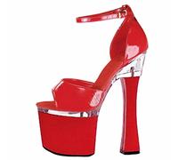 MUYEY Damen Plattform 18CM/7.09IN High Heel Grobe Ferse Knöchelriemen Offene Spitze Damen Plattform Sexy Heels Schuhe Große Schuhe,Rot,41 EU