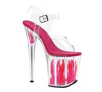 MUYEY Damen Sandalen 20 cm/7.87In Plus Size Heels Peep Heel Damen Plateau Open Toe High Heel Stiletto Pumps Sexy Pole Dance Striptease Für Party Prom Club,Rosa,38