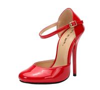 MUYEY Unisex Herren 13CM High Heel Damen Spitz Stiletto High Heel Schnalle Pumps Party Braut Abschlussball Für Hochzeit Prom Club,Rot,48 EU