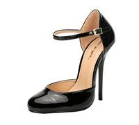 MUYEY Unisex Herren 13CM High Heel Damen Spitz Stiletto High Heel Schnalle Pumps Party Braut Abschlussball Für Hochzeit Prom Club,Schwarz,48 EU