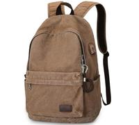 Muzee Canvas Rucksack, Leichter Anti-Diebstahl-Reise-Rucksack mit USB-Ladeanschluss für Herren Damen für die Schule für 15,6 Zoll Laptop Rucksack