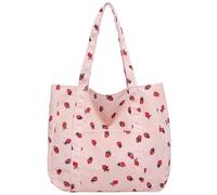 Muzrunq Erdbeer-Einkaufstasche für Frauen, ästhetische Cord-Einkaufstasche mit Reißverschluss, süße Erdbeeren mit Vordertasche, niedliche Cord-Mini-Geldbörsen, Geldbörsen für Frauen