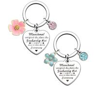 MVOLEGDE 2 Stück Edelstahl Schlüsselanhänger Mädchen,Geschenke für Frauen,Weihnachtsgeschenke&Geburtstagsgeschenk,Inspirierende Geschenke für Freundin Schwester Kollegin Ehefrau Mutter (Herzanhänger)