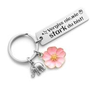 MVOLEGDE Schlüsselanhänger Glücksbringer mit Gravur,Glücksbringer Schlüsselanhänger mit Blumen und Elefanten,Beste Freundin Geschenke,für Frauen Geburtstagsgeschenke&Gute Besserung Geschenke
