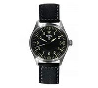 MWC Classic Pilot 40 mm Hybrid Mechanic Quarz Stahl Schwarz Leder Militär Flieger Unisex Armbanduhr