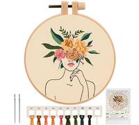 MWOOT Frau Stickerei Starter Kit,DIY Handgemachte Kreuzstich Set, Anfänger Embroidery Cross Stitch Starter Kit für Erwachsene