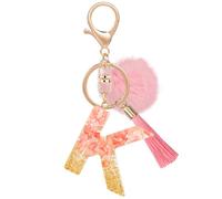 MWOOT Name Buchstabe K Schlüsselanhänger, Rosa Schlüsselband für Damen, Harz Schlüsselringe für Tür Auto Schlüssel Handtaschen Deko