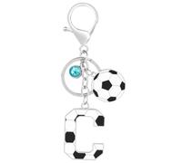 MWOOT Schlüsselanhänger Fußball Buchstabe C, Schlüsselanhänger mit Fussball Anfangsbuchstaben Anhänger für Jungen Mädchen, Fußballfans Geschenke Schlüsselringe für Rucksack Handtaschen Charms