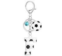 MWOOT Schlüsselanhänger Fußball Buchstabe F, Schlüsselanhänger mit Fussball Anfangsbuchstaben Anhänger für Jungen Mädchen, Fußballfans Geschenke Schlüsselringe für Rucksack Handtaschen Charms