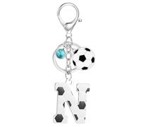 MWOOT Schlüsselanhänger Fußball Buchstabe N, Schlüsselanhänger mit Fussball Anfangsbuchstaben Anhänger für Jungen Mädchen, Fußballfans Geschenke Schlüsselringe für Rucksack Handtaschen Charms