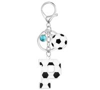 MWOOT Schlüsselanhänger Fußball Buchstabe P, Schlüsselanhänger mit Fussball Anfangsbuchstaben Anhänger für Jungen Mädchen, Fußballfans Geschenke Schlüsselringe für Rucksack Handtaschen Charms