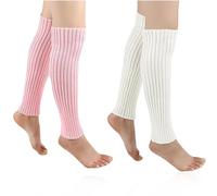 MWUMRCM 2 Paar Beinwärmer Für Frauen,80er-90er-Abschlussball-Accessoires, Vintage-Tanzkostüm-Zubehör, Leg Warmers, Gestrickte Gehäkelte Knöchelwärmer, Hohe Fußlose Kniestrümpfe