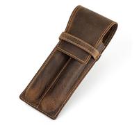 MXMZSRTH Federmäppchen aus Leder Vintage Crazy Horse Leder Bleistifttasche 1Stk 2Stk 3Stk Handgemachte personalisierte kreative Student Stifttasche Kaffee(M)