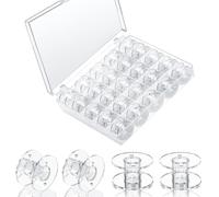 MXTIMWAN 25 Stück Plastikspulen Spulen Nähmaschine Kunststoff mit Spulenbox, Unterfadenspulen Kunststoff für Brother Singer Kenmore Janome Die Meisten Nähmaschinen (transparent)