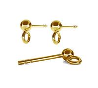 My-Bead 1 Paar Ohrstecker 925 Sterling Silber 18K vergoldet mit 3mm Kugel Ohrschmuck Rohling für die Schmuckherstellung DIY