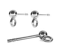 My-Bead 1 Paar Ohrstecker 925 Sterling Silber mit 3mm Kugel Ohrschmuck Rohling für die Schmuckherstellung DIY